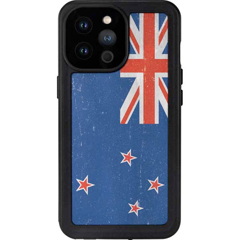 New Zealand Flag Distressed iPhone 14 Pro Max Waterproof Case